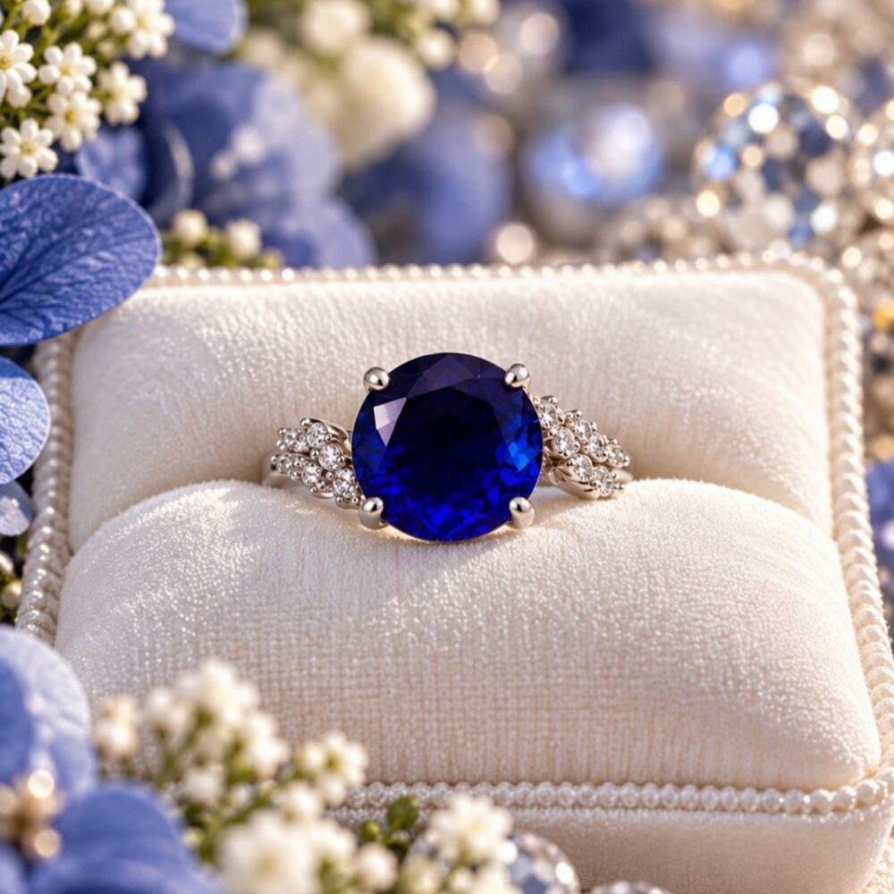 Bomb Party Ring Size 8 Beautiful Sapphire Blue Color RBP3007